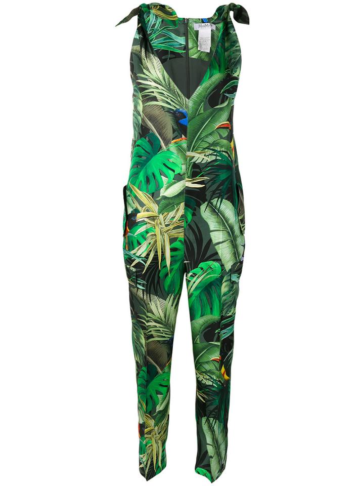 Max Mara Jungle Print Jumpsuit, Women's, Size: 44, Green, Silk/acetate/polyamide