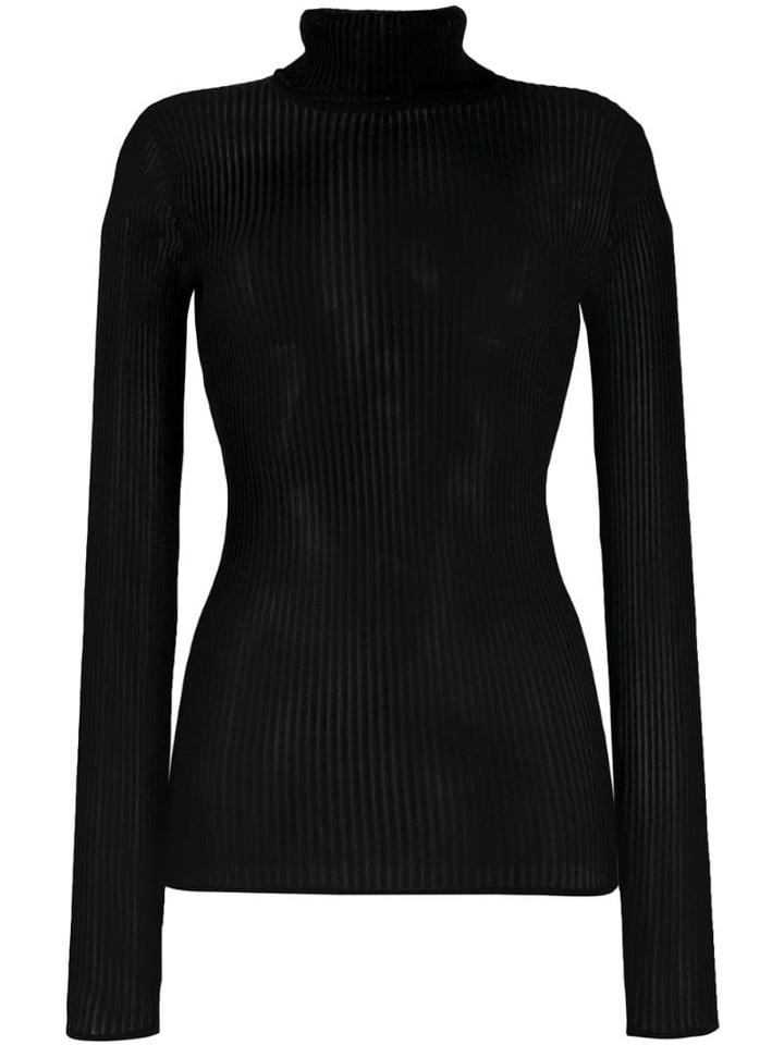 Victoria Victoria Beckham Slim Fit Turtleneck Top - Black