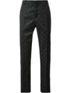 Alexander Mcqueen Skull Jacquard Trousers, Men's, Size: 52, Black, Wool/polyester