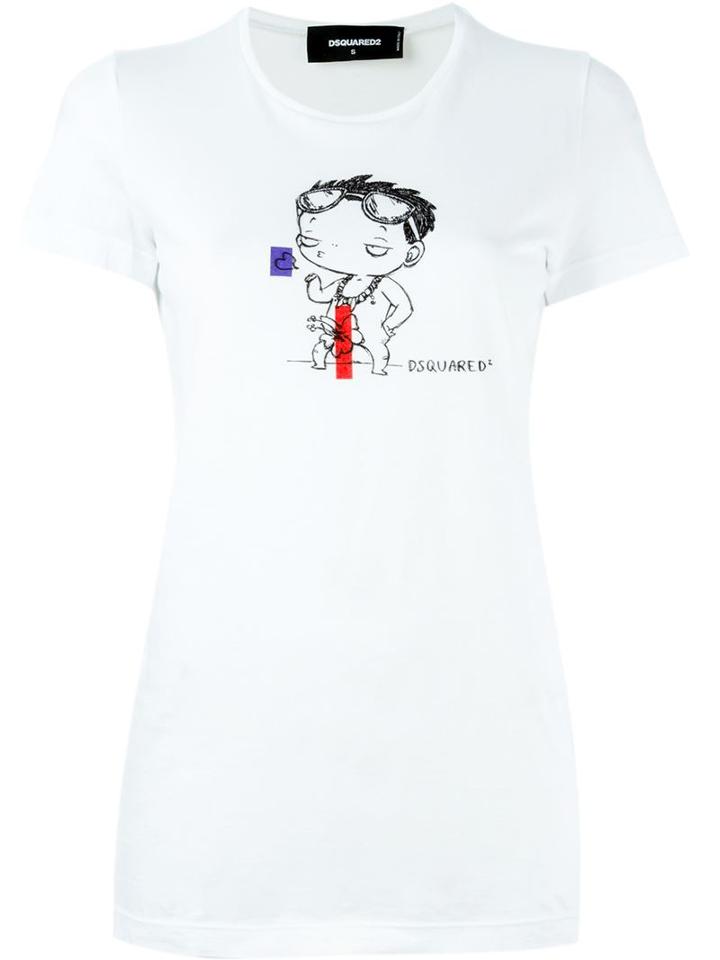 Dsquared2 Printed T-shirt, Women's, Size: Small, White, Cotton