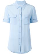 Equipment - Chest Pockets Shortsleeved Shirt - Women - Silk - M, Blue, Silk