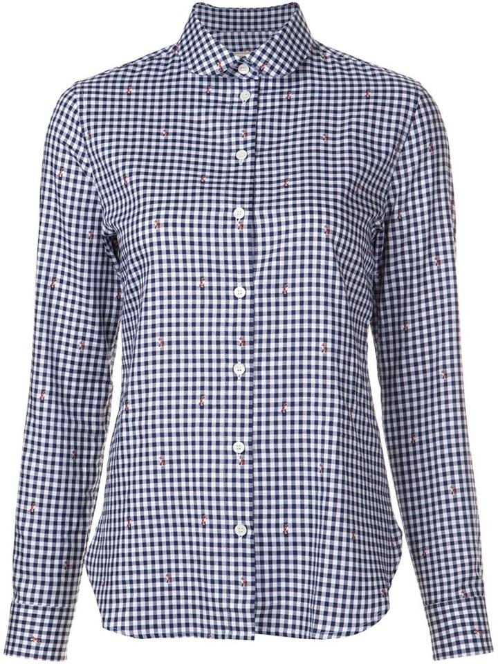 Maison Kitsuné Checked Shirt, Women's, Size: 38, Blue, Cotton