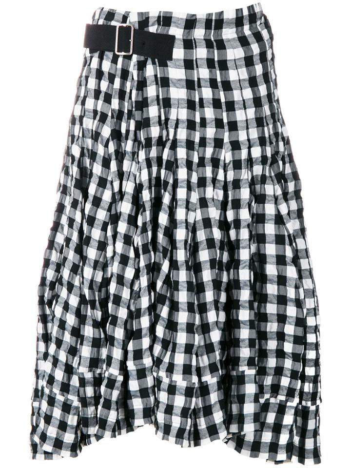 Comme Des Garçons Vintage Gingham Check Ruffled Skirt - White