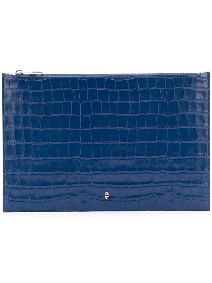 Alexander Mcqueen Skull Zipped Clutch - Blue