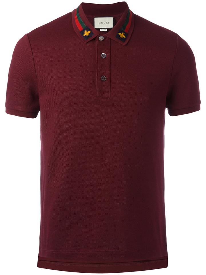Gucci House Web Embroidered Polo Shirt, Size: Xl, Brown, Cotton/spandex/elastane