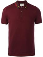 Gucci House Web Embroidered Polo Shirt, Size: Xl, Brown, Cotton/spandex/elastane