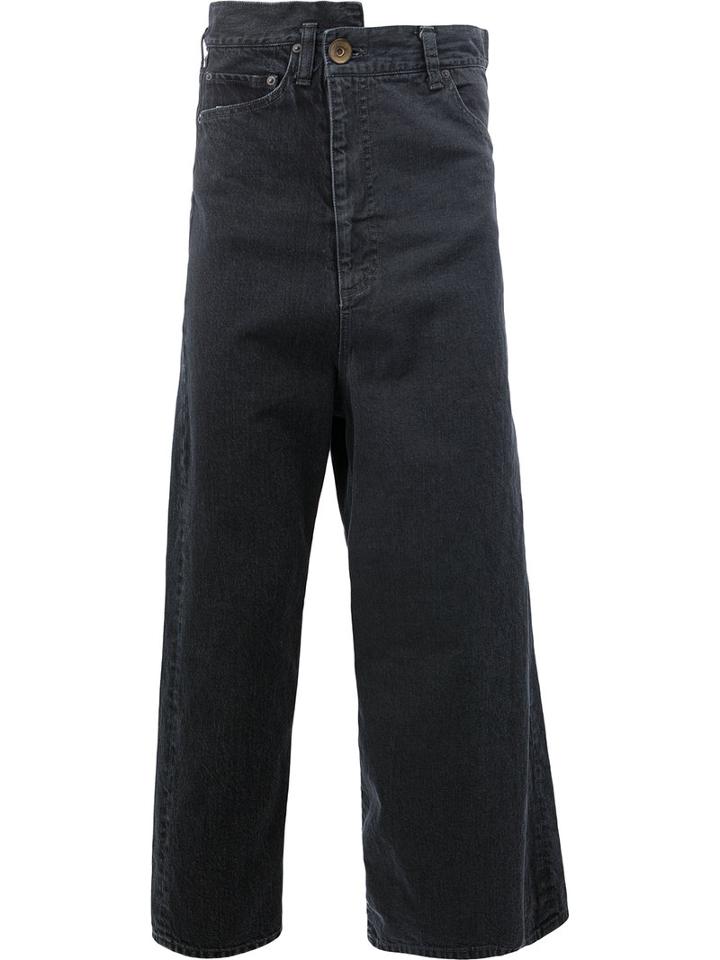 Maison Mihara Yasuhiro Asymmetric Leg Jeans, Men's, Size: 48, Black, Cotton