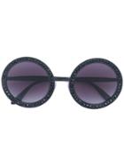 Dolce & Gabbana Eyewear - Round Frame Sunglasses - Women - Metal (other)/swarovski Crystal - One Size, Black, Metal (other)/swarovski Crystal