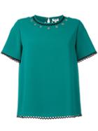 Kenzo Eyelet Top, Women's, Size: 38, Green, Triacetate/polyester