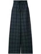 Mia-iam Wide Leg Checked Trousers - Green