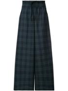 Mia-iam Wide Leg Checked Trousers - Green