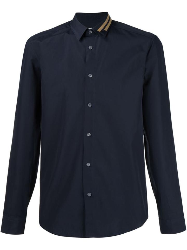 Kenzo Striped Collar Shirt, Men's, Size: 44, Blue, Cotton