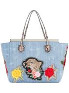 Philipp Plein Flower Tiger Patch Tote - Blue