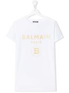Balmain Kids Teen Glitter Logo T-shirt - White