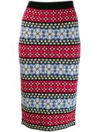 Alice+olivia Floral Knitted Midi Skirt - Red