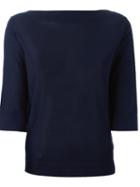 Zanone Bateau Neck Sweater, Women's, Size: 42, Blue, Cotton