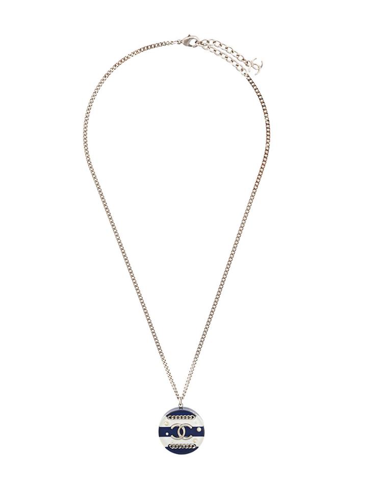 Chanel Vintage Cc Pendant Necklace - Blue