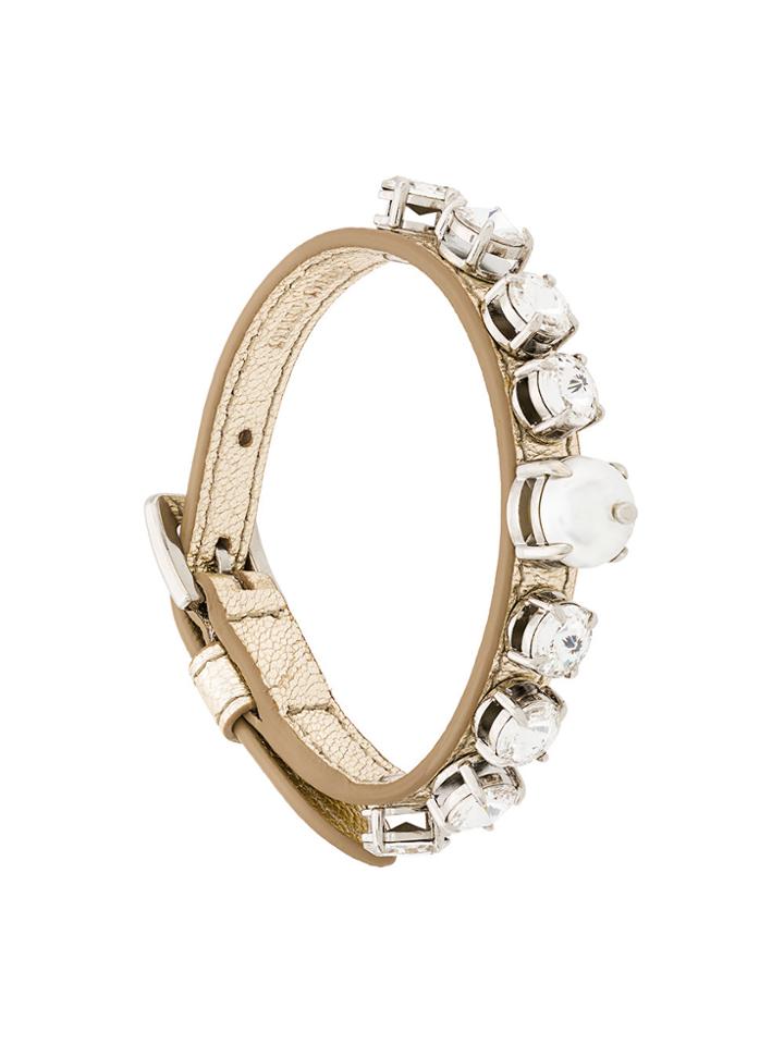 Miu Miu Embellished Bracelet - Metallic