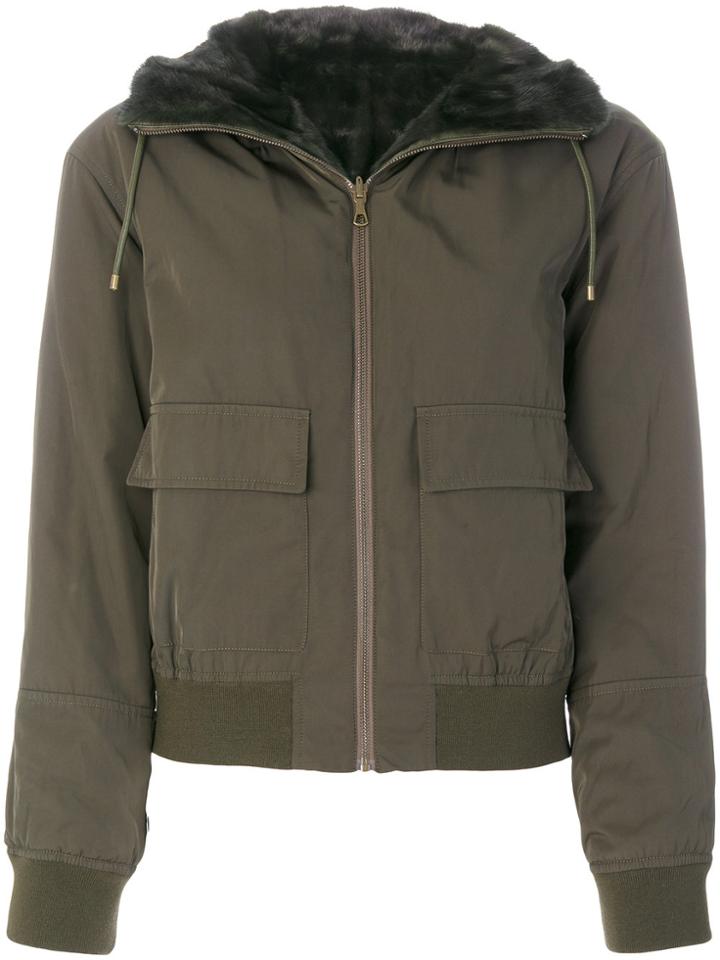 Army Yves Salomon Lined Bomber Jacket - Green