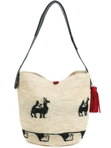 Ibo Maraca Maraca Shoulder Bag, Women's, Nude/neutrals, Raffia/leather/suede