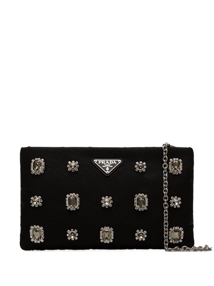 Prada Embellished Clutch - Black