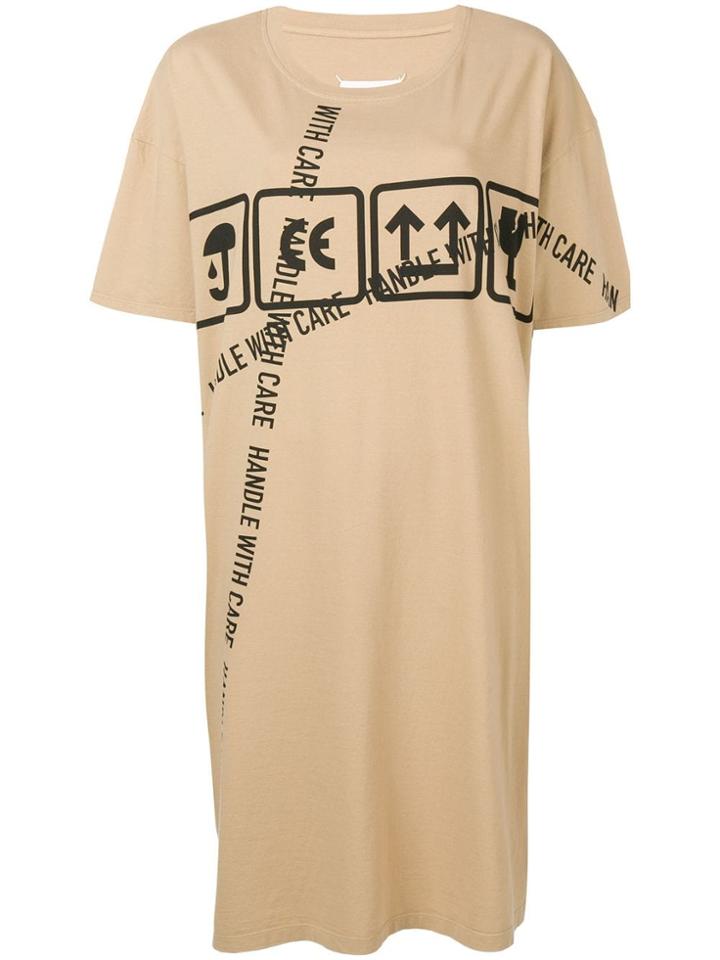 Maison Margiela Printed Longline T-shirt - Neutrals