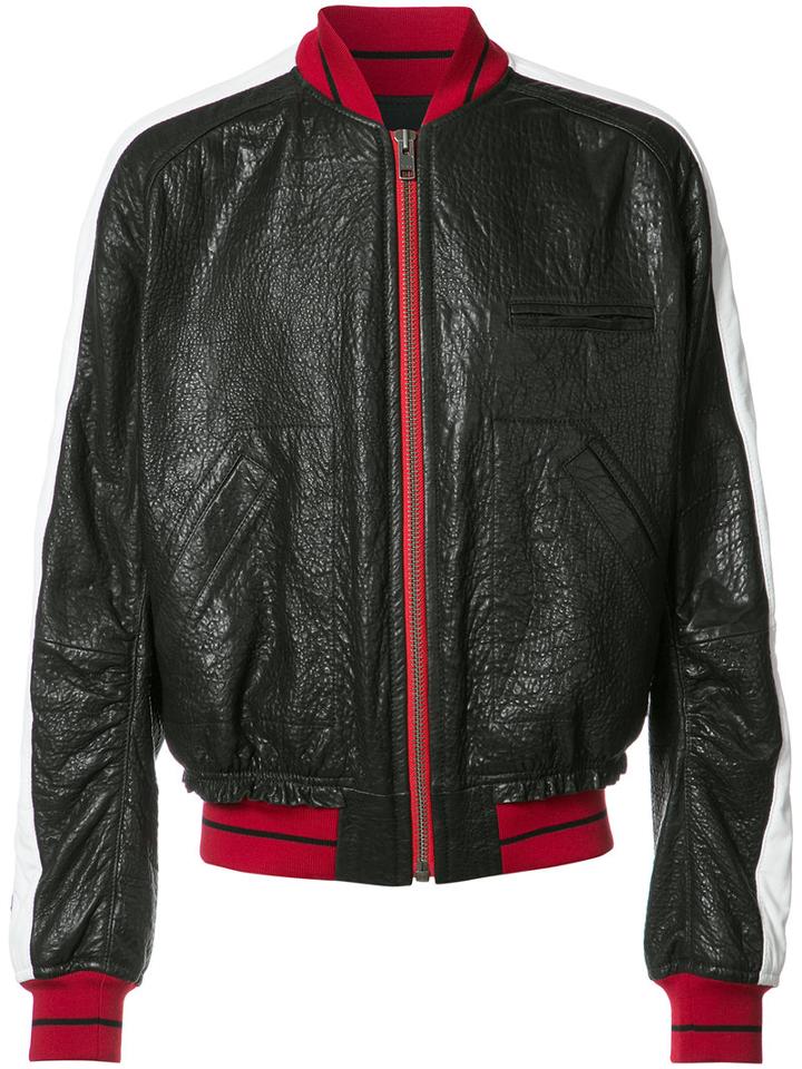 Haider Ackermann Leather Bomber Jacket, Men's, Size: Large, Black, Cotton/leather/rayon/viscose