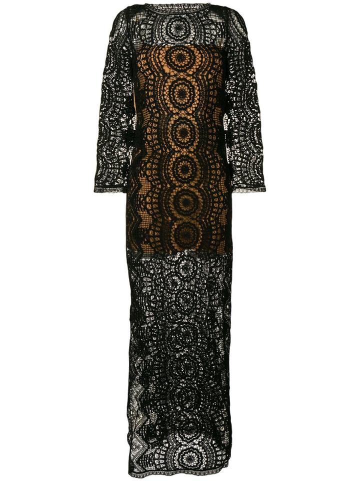 Alberta Ferretti Crochet Maxi Dress - Black