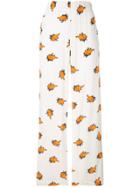 Ganni Straight-leg Floral Trousers - White