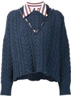 Maison Margiela Collar-insert Cable Knit Jumper - Blue