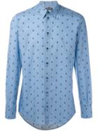 Dolce & Gabbana Bee Print Shirt, Men's, Size: 38, Blue, Cotton