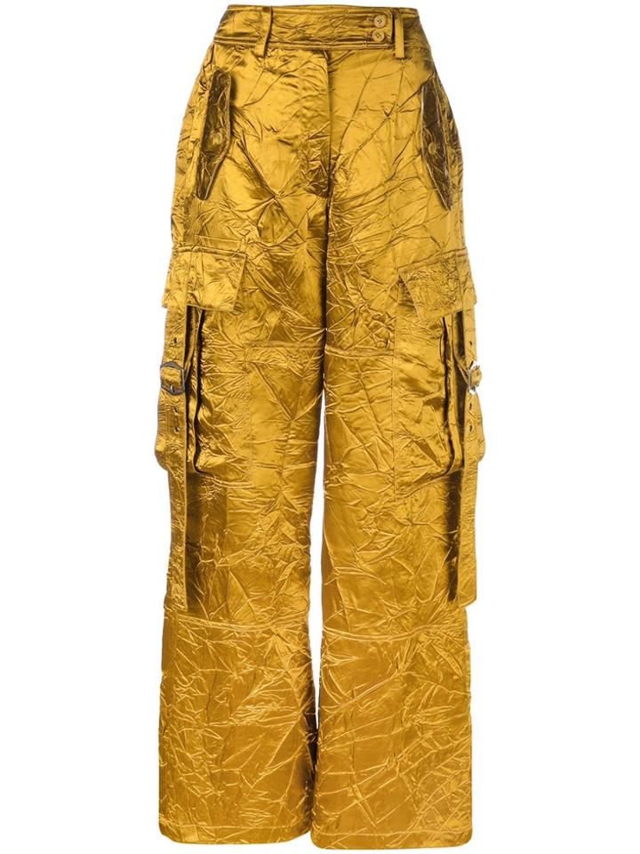 Sies Marjan Crinkled Wide Leg Cargo Trousers - Gold