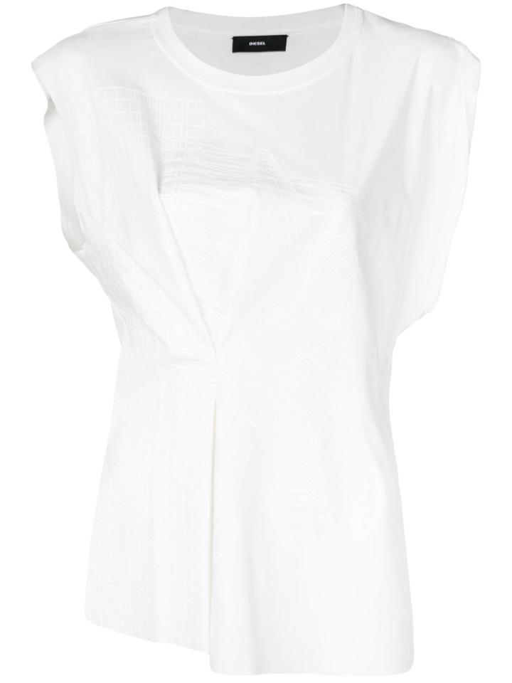 Diesel Draped Peplum Tank Top - White