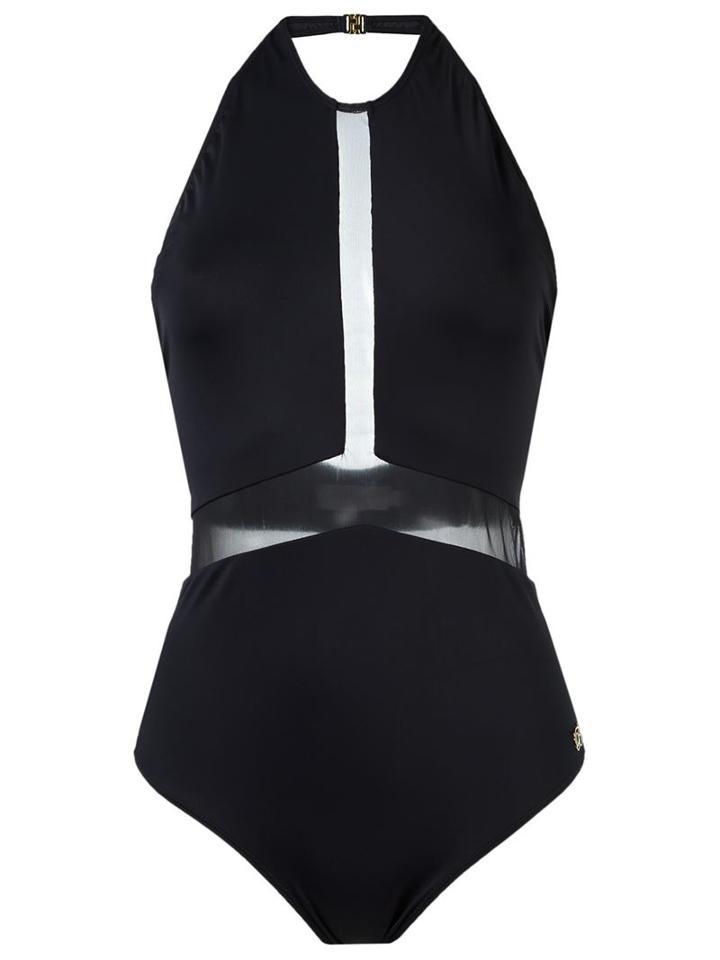 Brigitte Sheer Panel Halterneck Swimsuit