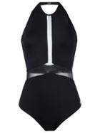Brigitte Sheer Panel Halterneck Swimsuit