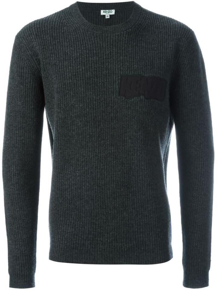 Kenzo Logo Jumper, Men's, Size: Large, Grey, Wool