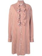 Plan C Striped Shirt Dress - Orange
