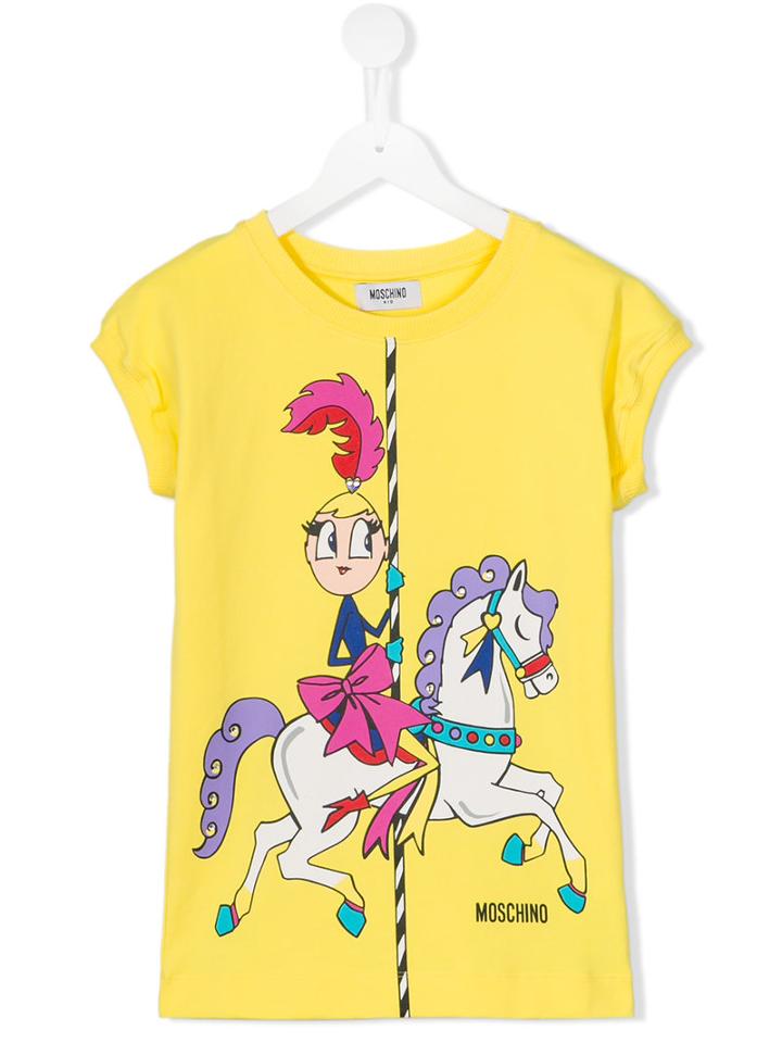 Moschino Kids Printed T-shirt Dress, Toddler Girl's, Size: 4 Yrs, Yellow/orange