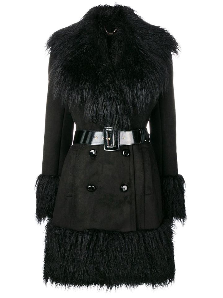 Elisabetta Franchi Belted Double-breasted Coat - Black