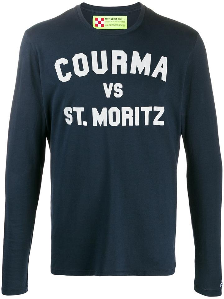 Mc2 Saint Barth Courma Print Long Sleeved T-shirt - Blue
