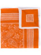 Kiton - Paisley Print Pocket Square - Men - Linen/flax - One Size, Yellow/orange, Linen/flax