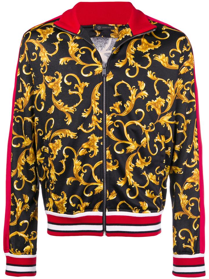 Versace Baroque Print Zipped Jacket - Black