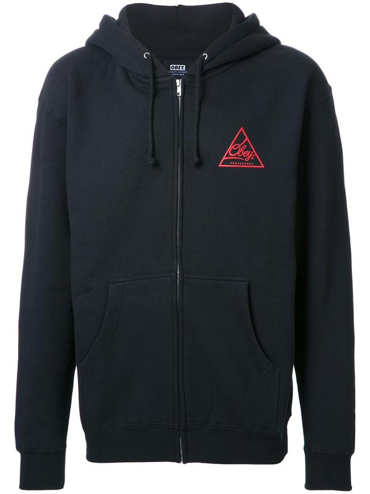 Obey Logo Hoodie, Men's, Size: Large, Black, Cotton
