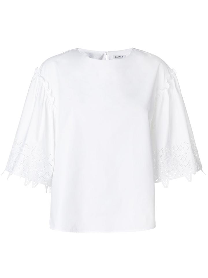 P.a.r.o.s.h. Punchhole Star Cuff Loose Fit Blouse - White