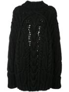 Vera Wang Fisherman Knit Pullover - Black