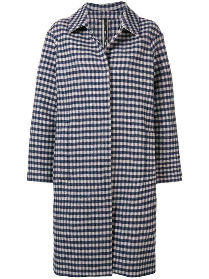 Sara Lanzi Checked Single-breasted Coat - Blue