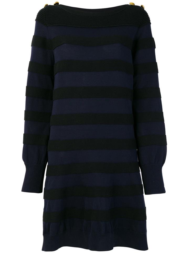 Sacai Oversized Striped Knit Dress - Black