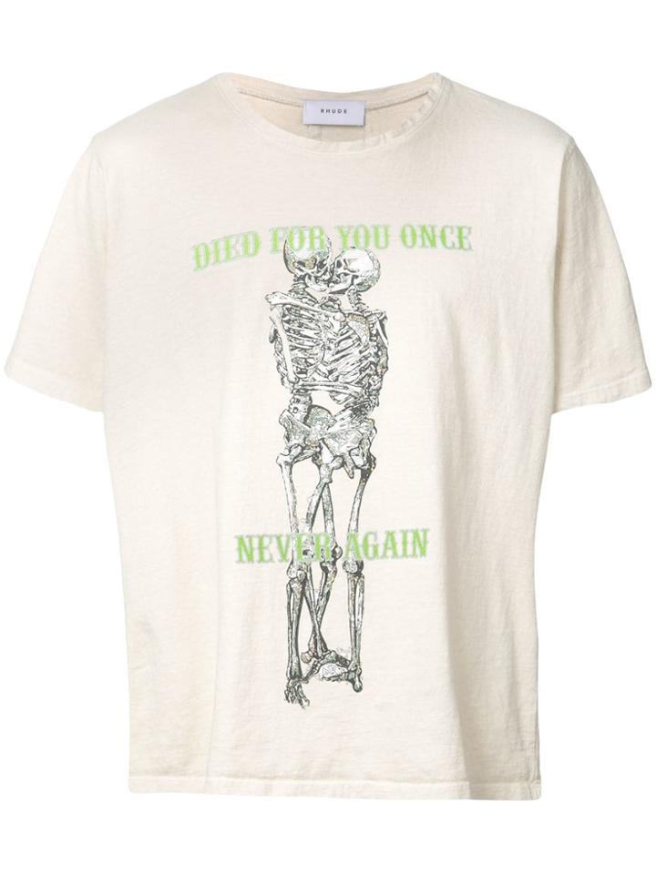Rhude Skeleton Print T-shirt - Neutrals