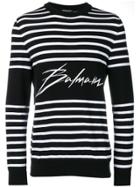 Balmain Striped Logo Sweater - Black