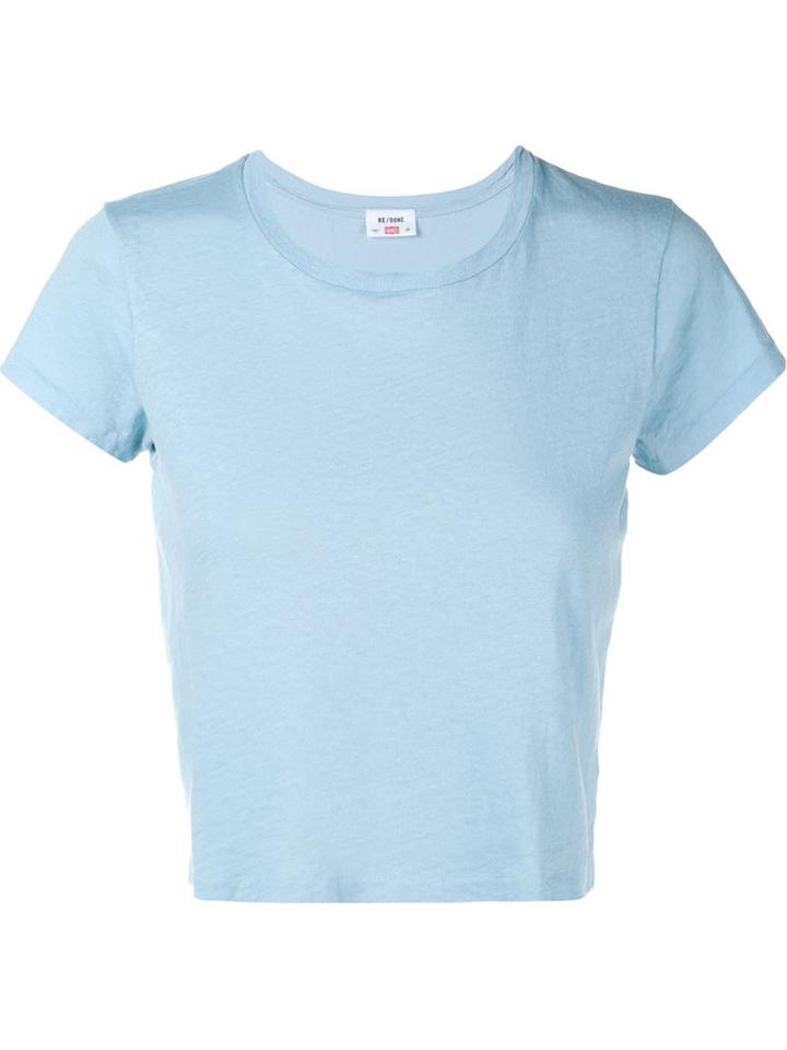 Re/done Hanes Boxy Cropped Short Sleeve T-shirt, Women's, Size: Xs, Blue, Cotton